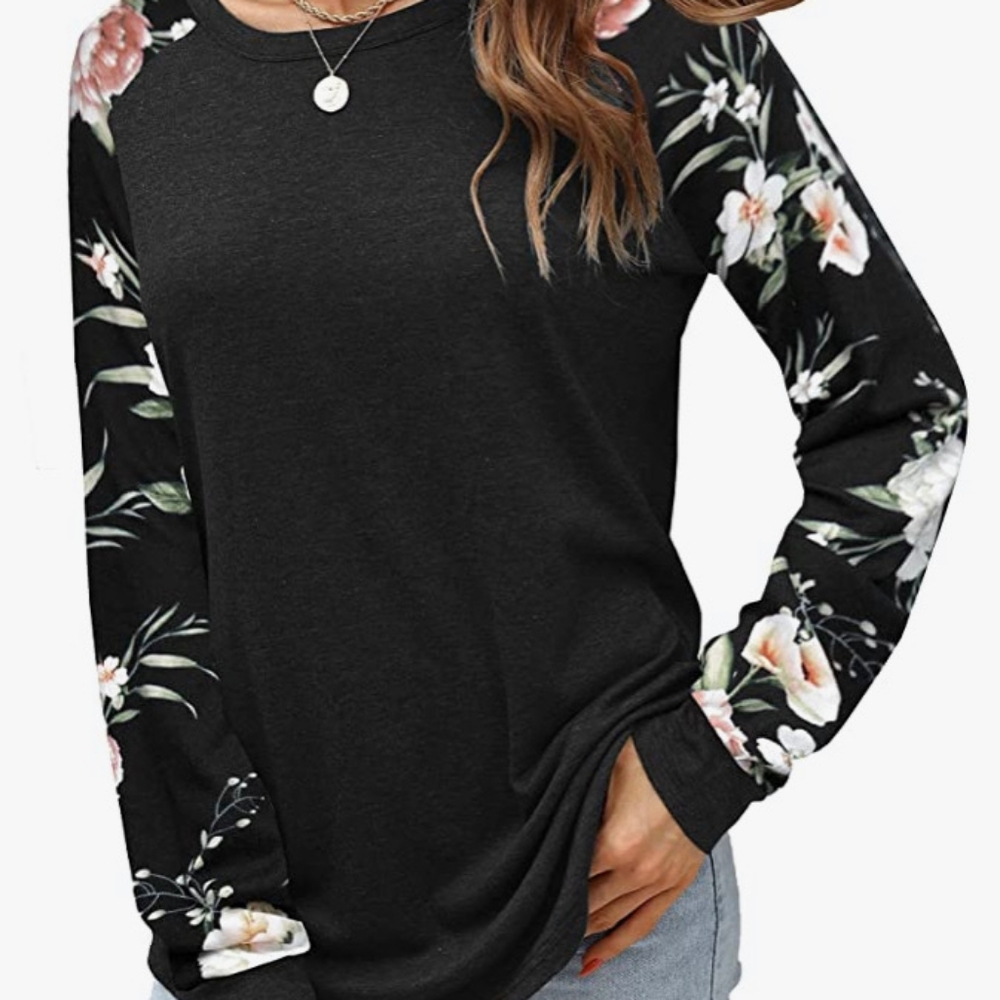 Aifer black ladies long sleeve top Size L